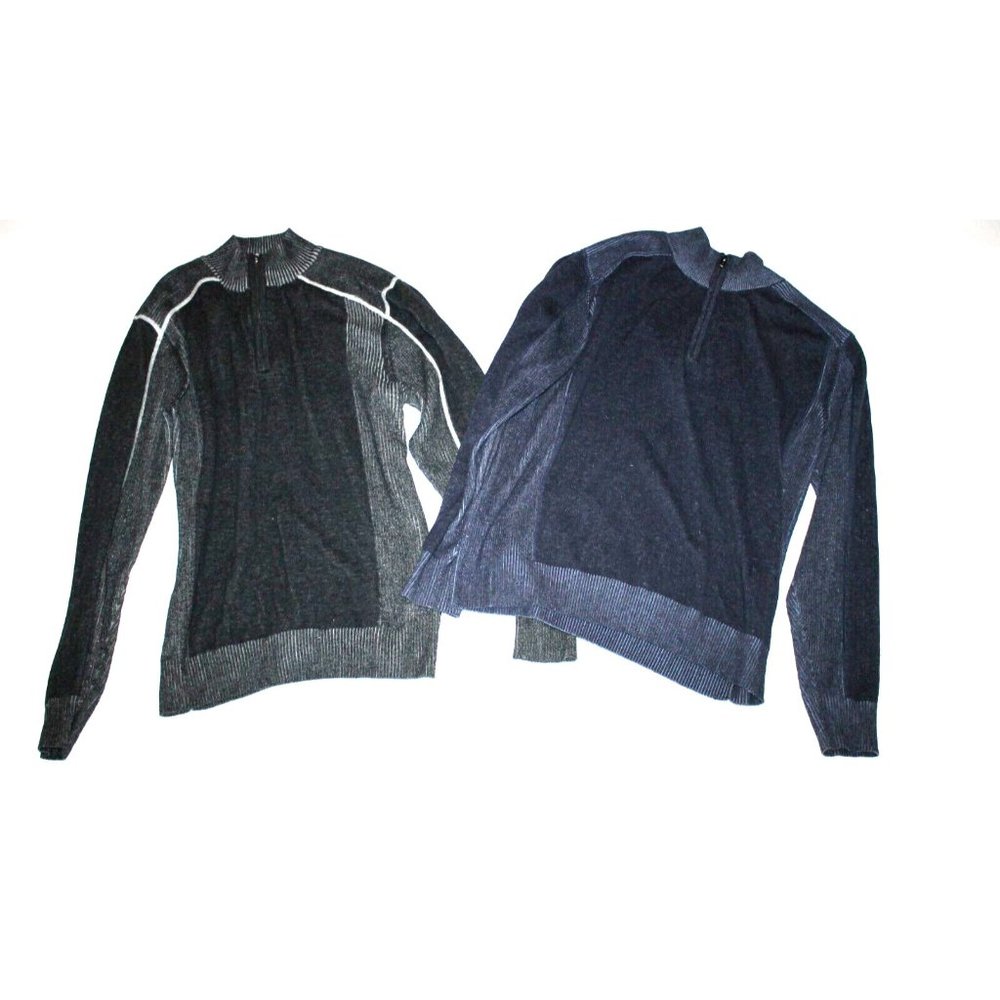 F/X Fusion Lot of 2 Men's Long Sleeve Sweater 1/4 Zip Sweater Size L Blue & Gray